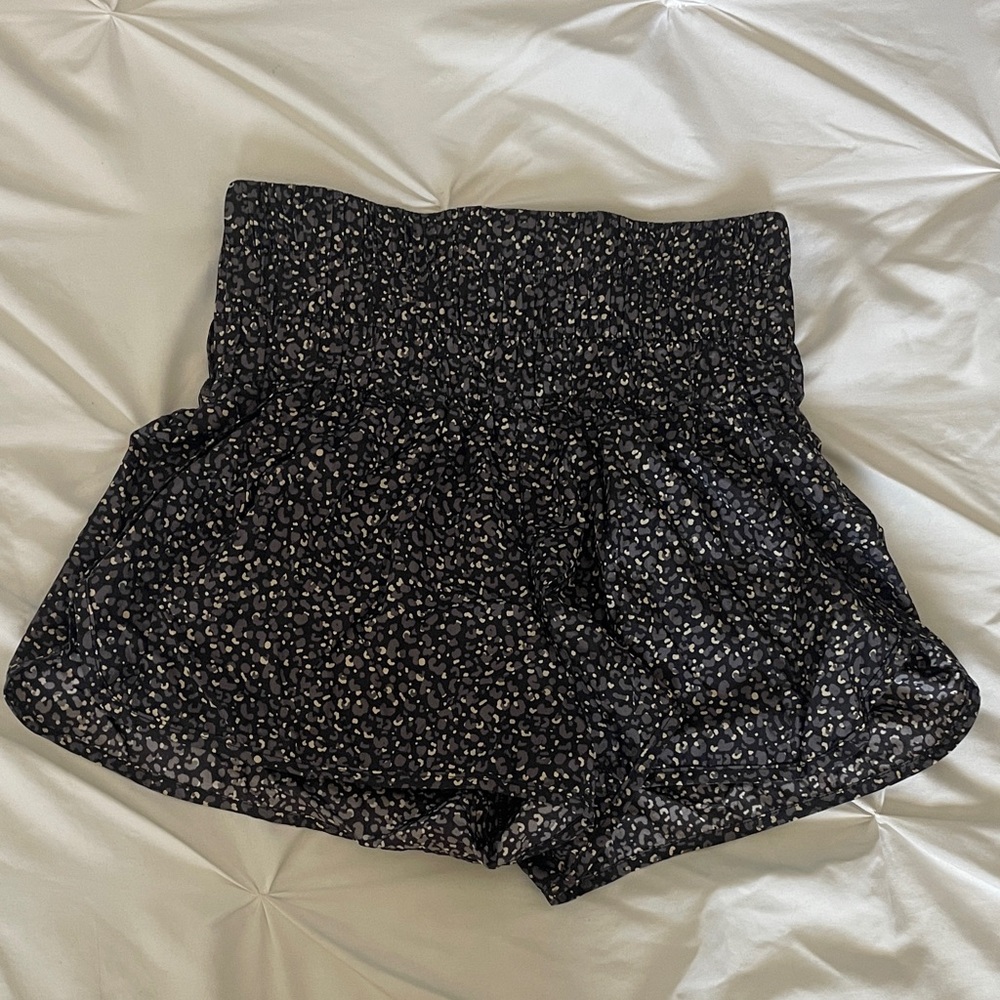 Free People Black Patterned Athletic Shorts